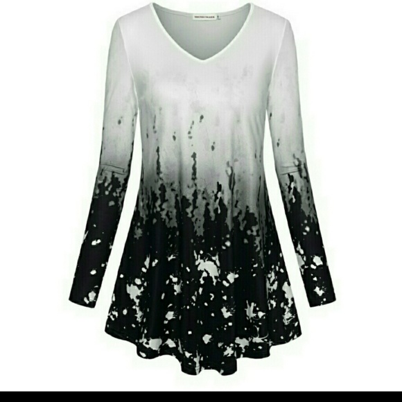 Tops - Black and White Spatter Tunic